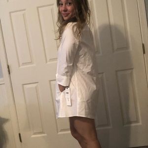 Petite White Button Down Dress
